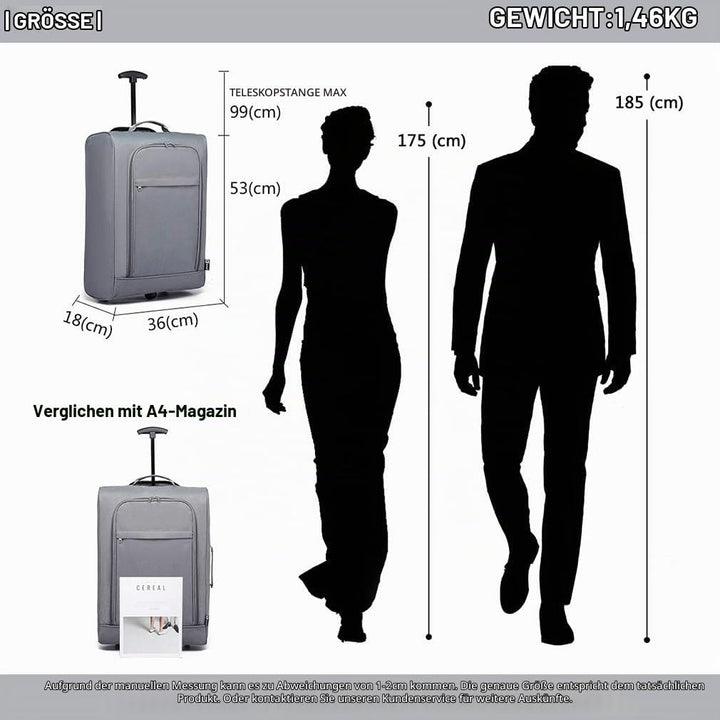 KONO Handgepäck Koffer Softcase Leicht Stoffkoffer Kabinentrolley Reisekoffer mit 2 Rollen Kleiner K