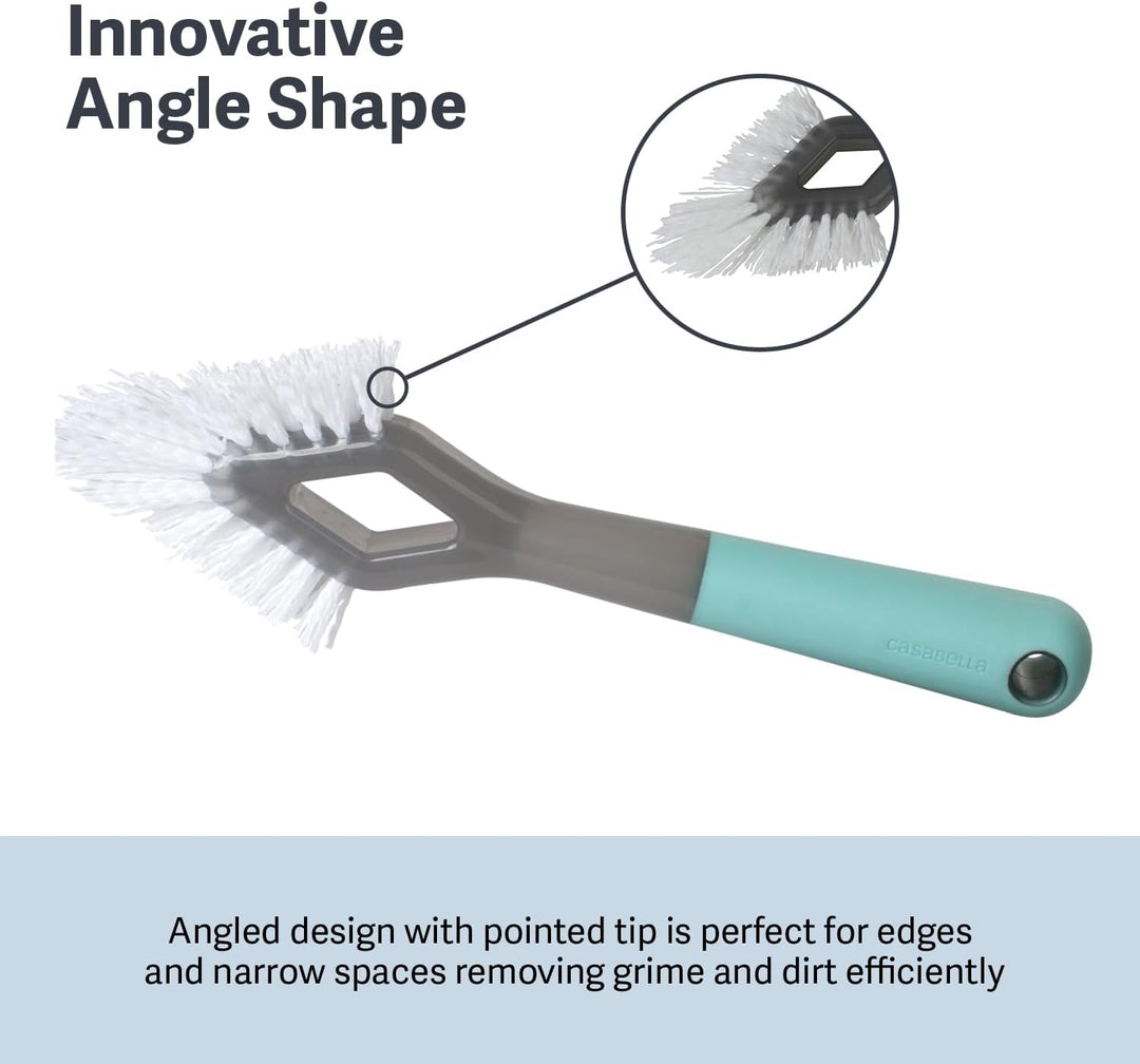 Casabella Smart Scrub Reinigungsbürste für Fliesen und Fugenmörtel, strapazierfähig, Grau/Aqua Heavy