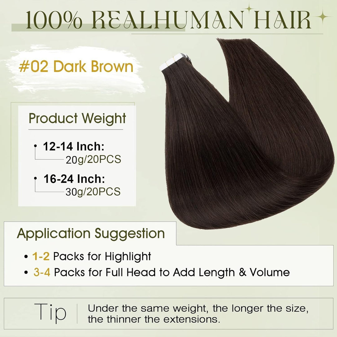Benehair Tape in Extensions Echthaar, Invisible Tape Extensions Echt Haar, 20Pcs 30g Haarverlängerun