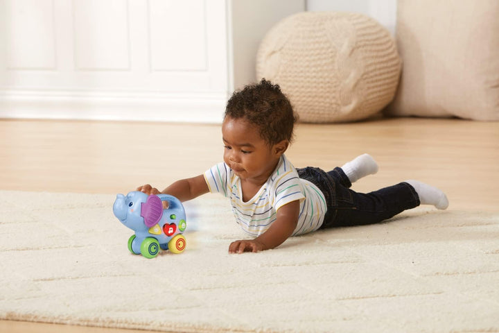 Vtech Baby Kleiner Schiebe-Elefant – Interaktives Spielzeug zum Schieben und Spielen – Mit Liedern,