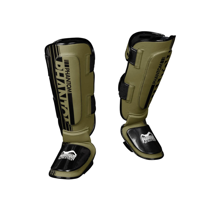 Phantom Schienbeinschoner mit Spannschutz, Kampfsport, MMA, Kickboxen, Muay Thai APEX Hybrid - Army