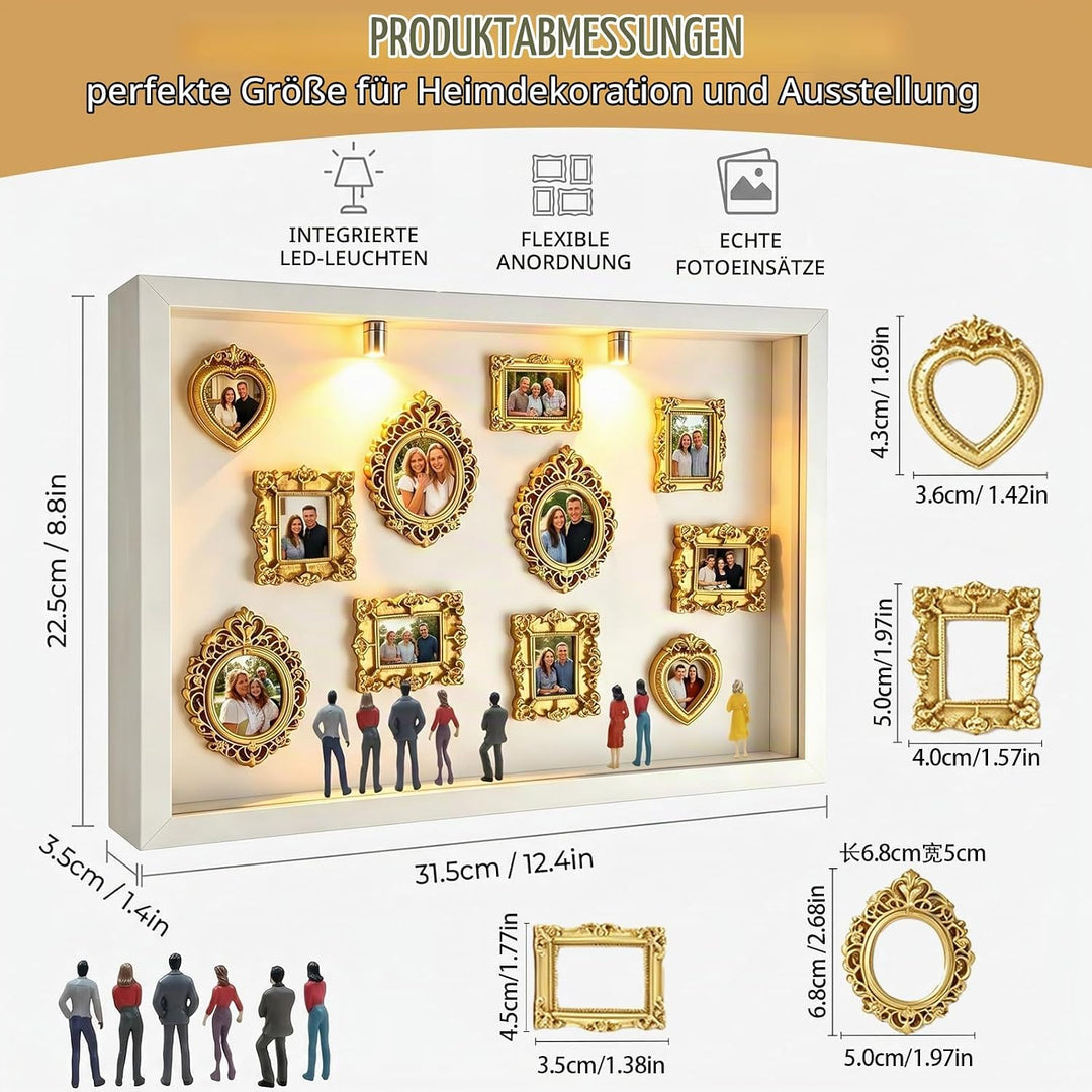 Pipihome DIY Mini Museum Silhouette Box, Miniatur Museum Mini Bilderrahmen Vintage mit LED Licht und