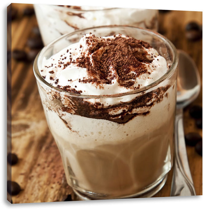 Pixxprint Cappuccino als Leinwandbild/Grösse: 70x70 cm/Wandbild/Kunstdruck/fertig bespannt, 70x70