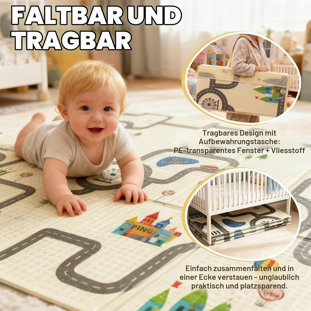 Soontrans Krabbelmatte Baby, Spielmatte Baby Faltbar, 200x180x1cm, Play Mat for Babies Doppelseitige