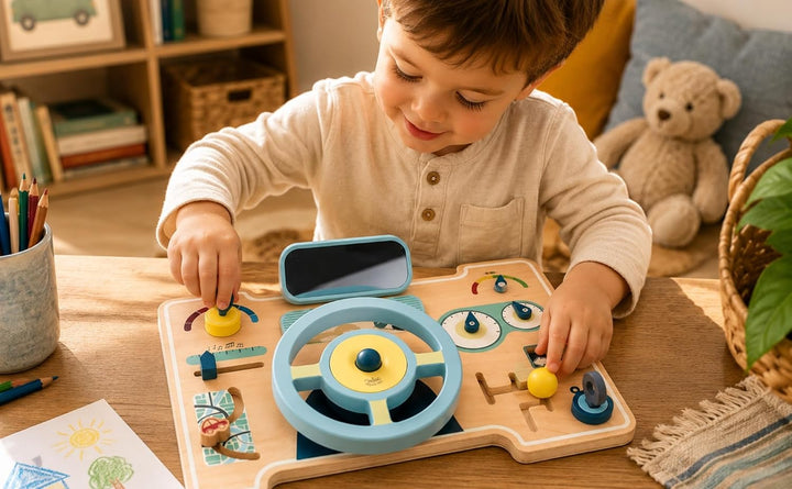 VILAC - Mein erstes Auto Aktivitäts- und Erlebnistafel – Spielzeug für Kleinkinder – 1 Armaturenbret