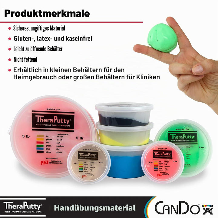 CanDo TheraPutty Antimikrobiell - Knetmasse - 170 g - grün (medium), 170 g