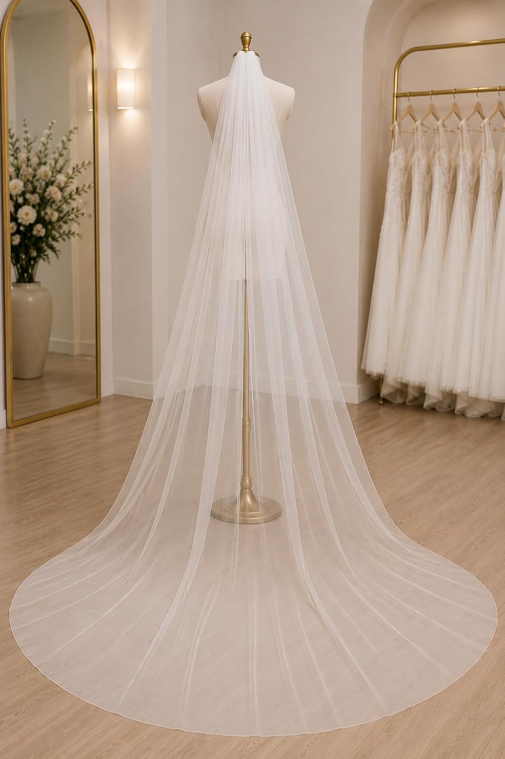 Hochzeit Brautschleier Lang Kathedrale Länge 1 Ebene Brautschleier Elegant Weich Tüllboden 274 cm Sc