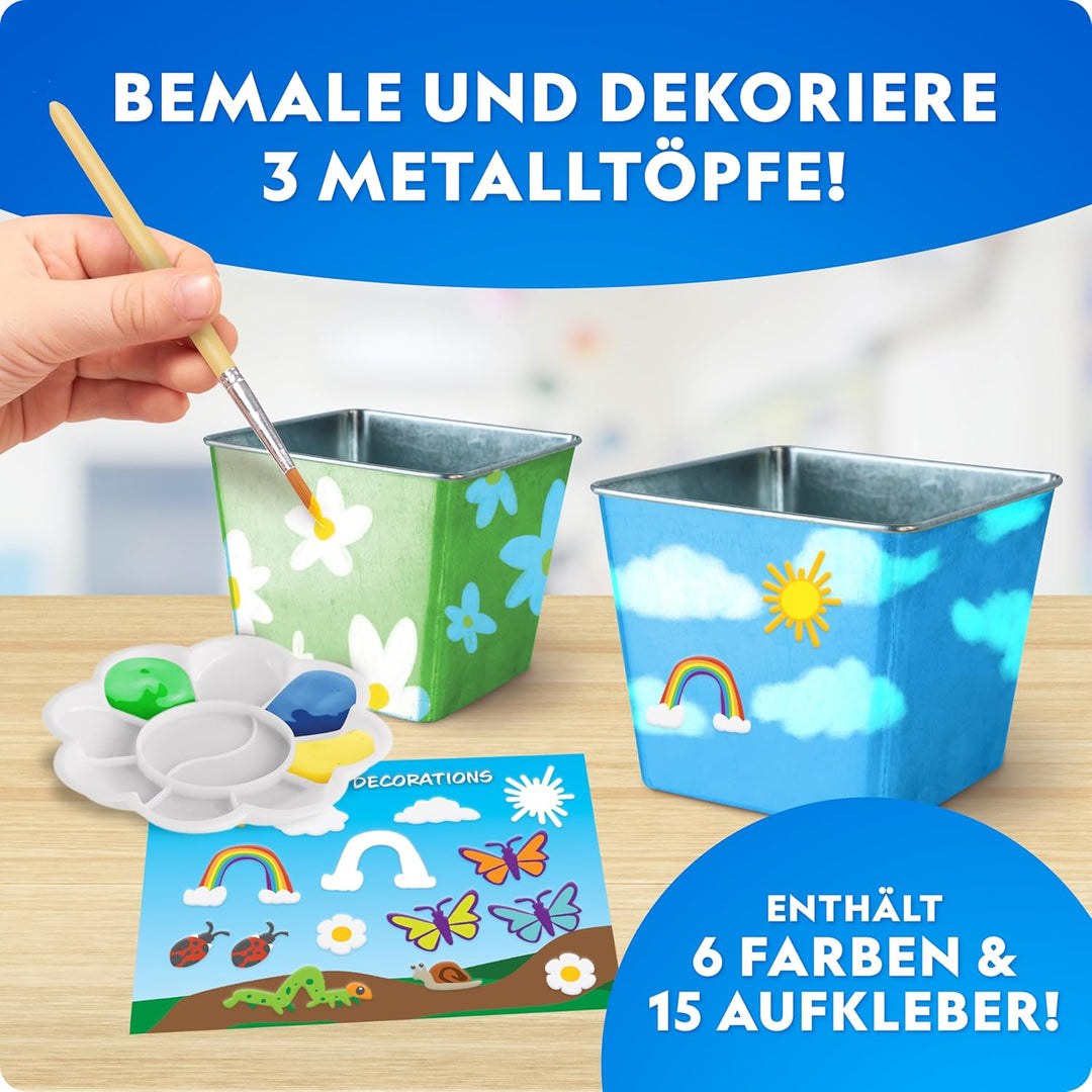 Blue Marble National Geographic Garten-Set für Kinder – Pflanzset mit 3 Edelstahltöpfen, Farben & Au