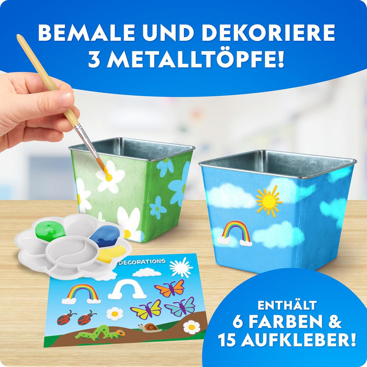 Blue Marble National Geographic Garten-Set für Kinder – Pflanzset mit 3 Edelstahltöpfen, Farben & Au