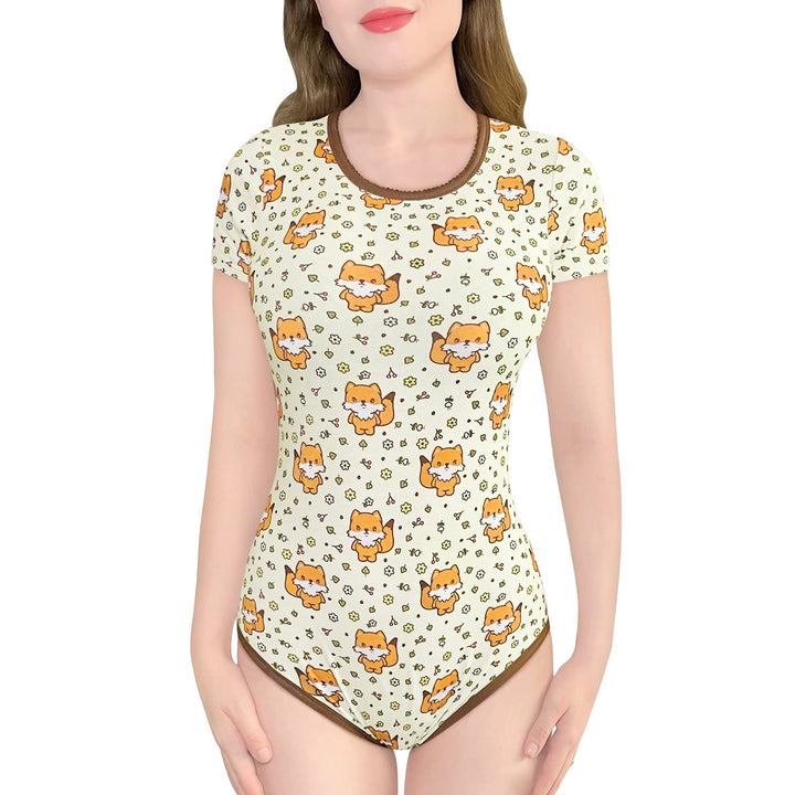 LittleForBig Baumwolle Strampler Onesie Pyjamas Bodysuit-Waldfuchs Strampler Braun XXL, Braun XXL