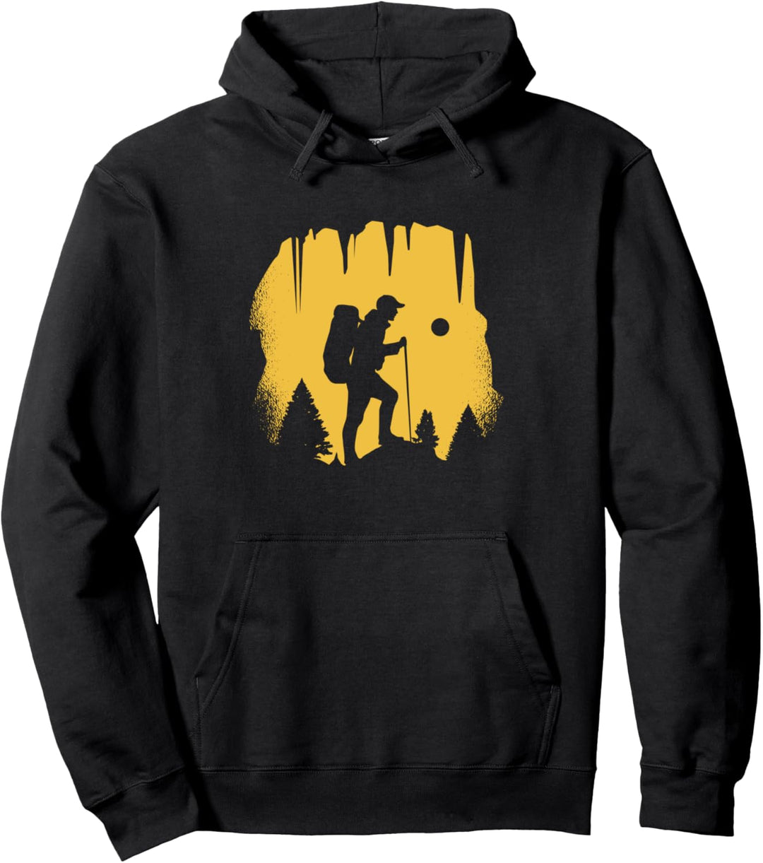 Witziges wandern Sport Motiv in gelb für Herren Damen Kinder Pullover Hoodie