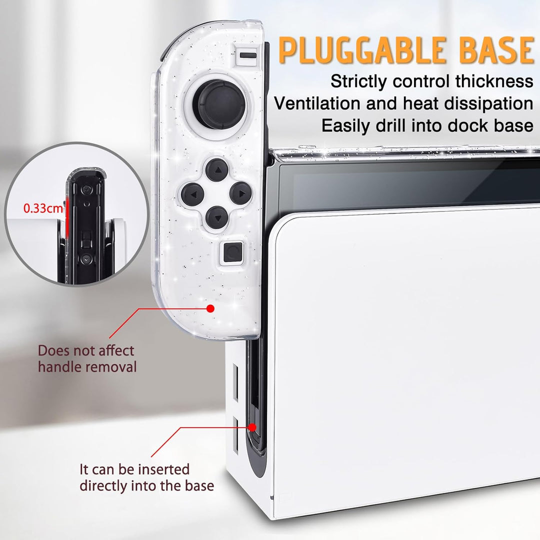 DLseego Schutzhülle für Nintendo Switch OLED Modell 2021, Glitzer Dockable Case PC Abdeckung Gehäuse