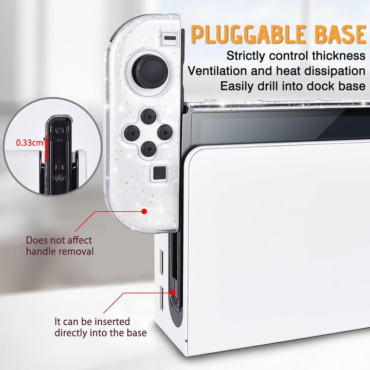 DLseego Schutzhülle für Nintendo Switch OLED Modell 2021, Glitzer Dockable Case PC Abdeckung Gehäuse