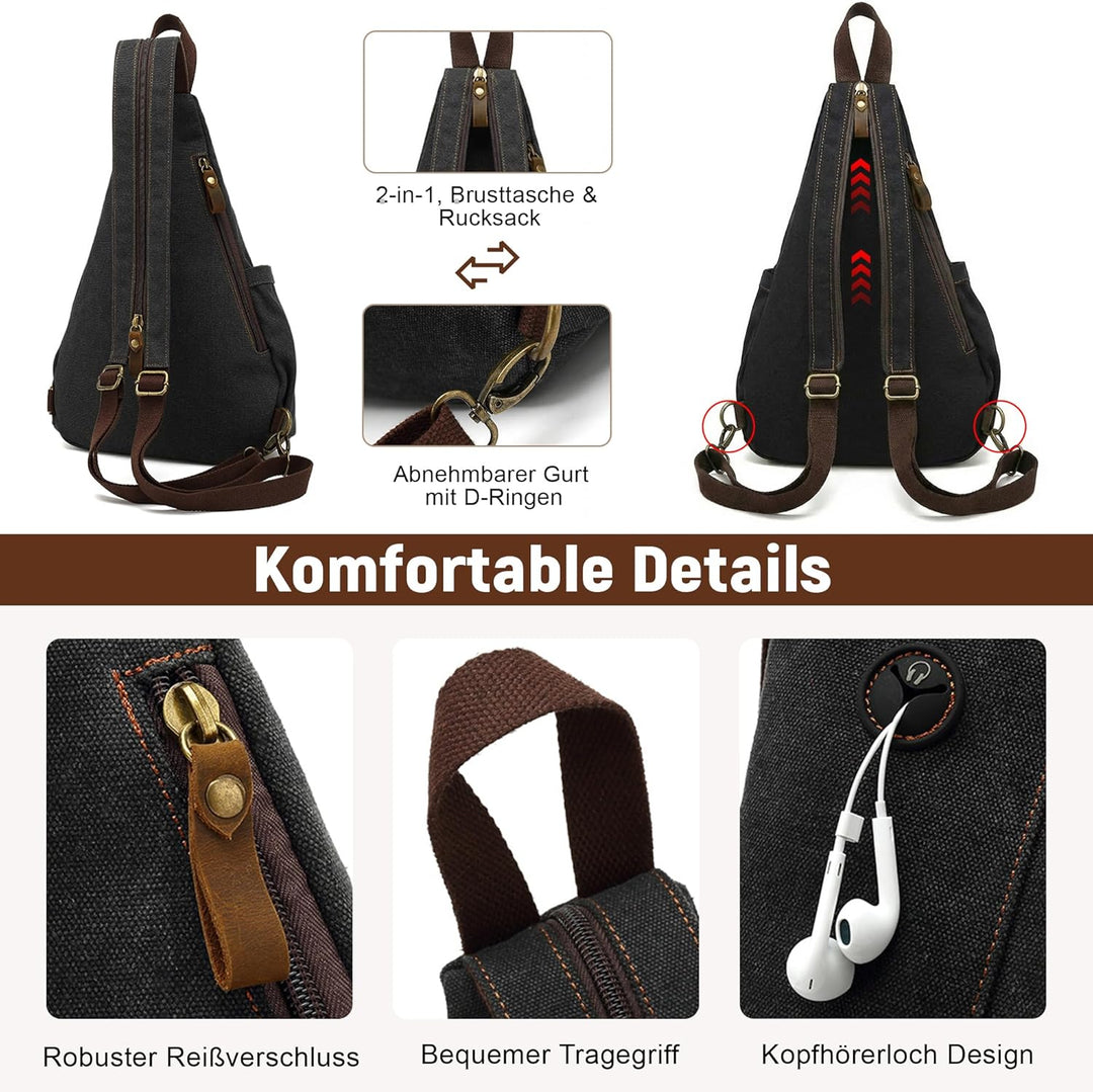 VARLIVOO Herren Sling Bag Crossbody Bag Schultertasche Wandern Reisen Camping Radfahren Bergsteigen