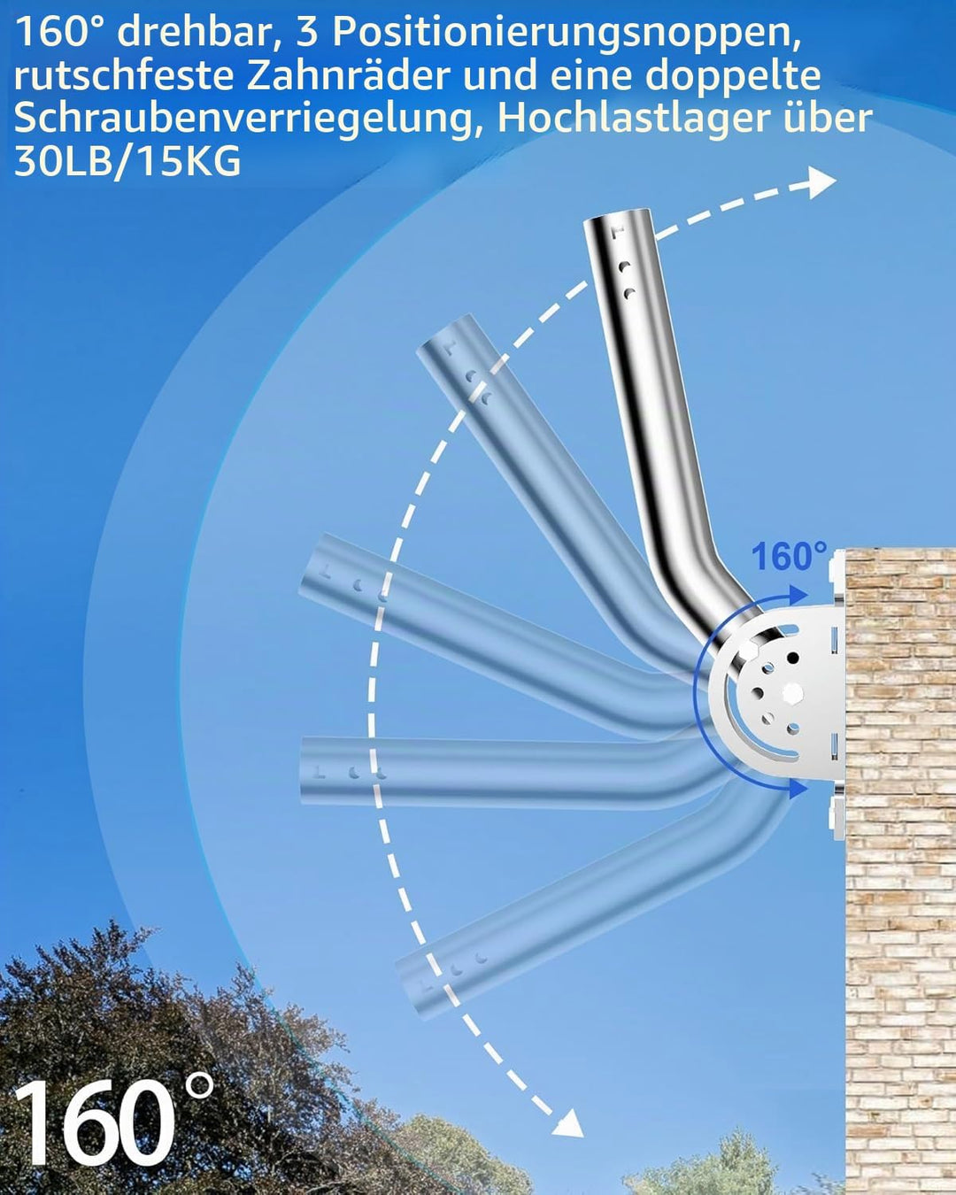 Antennenmast mit verstärktem Stift, J-Stab aus massivem Edelstahl, rostfrei (3,5 cm x 30 cm), kompat