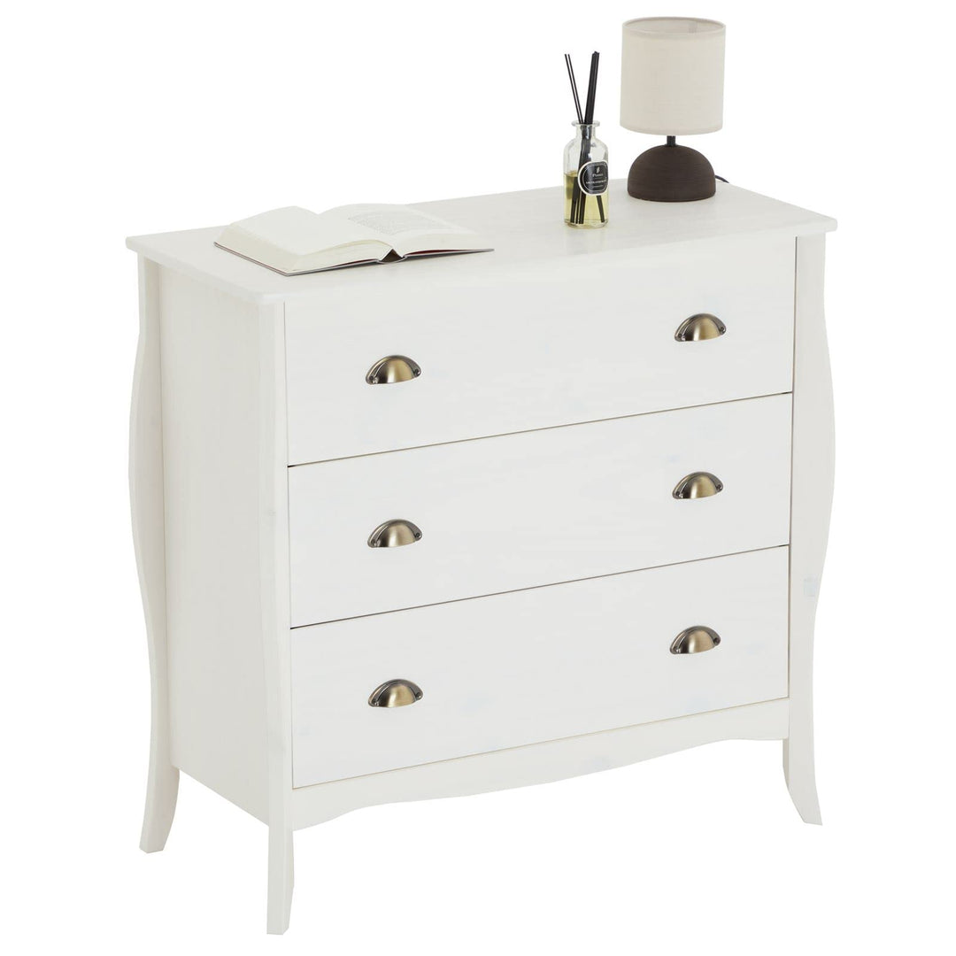 IDIMEX Kommode Antoinette, schönes Sideboard im Barockstil, antike Anrichte aus Kiefer in weiss, pra