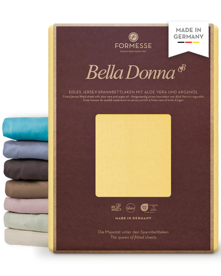 Spannbettlaken Bella Donna Jersey für Matratzen &amp; Wasserbett 140-160 x 200-220 cm in Hellgelb