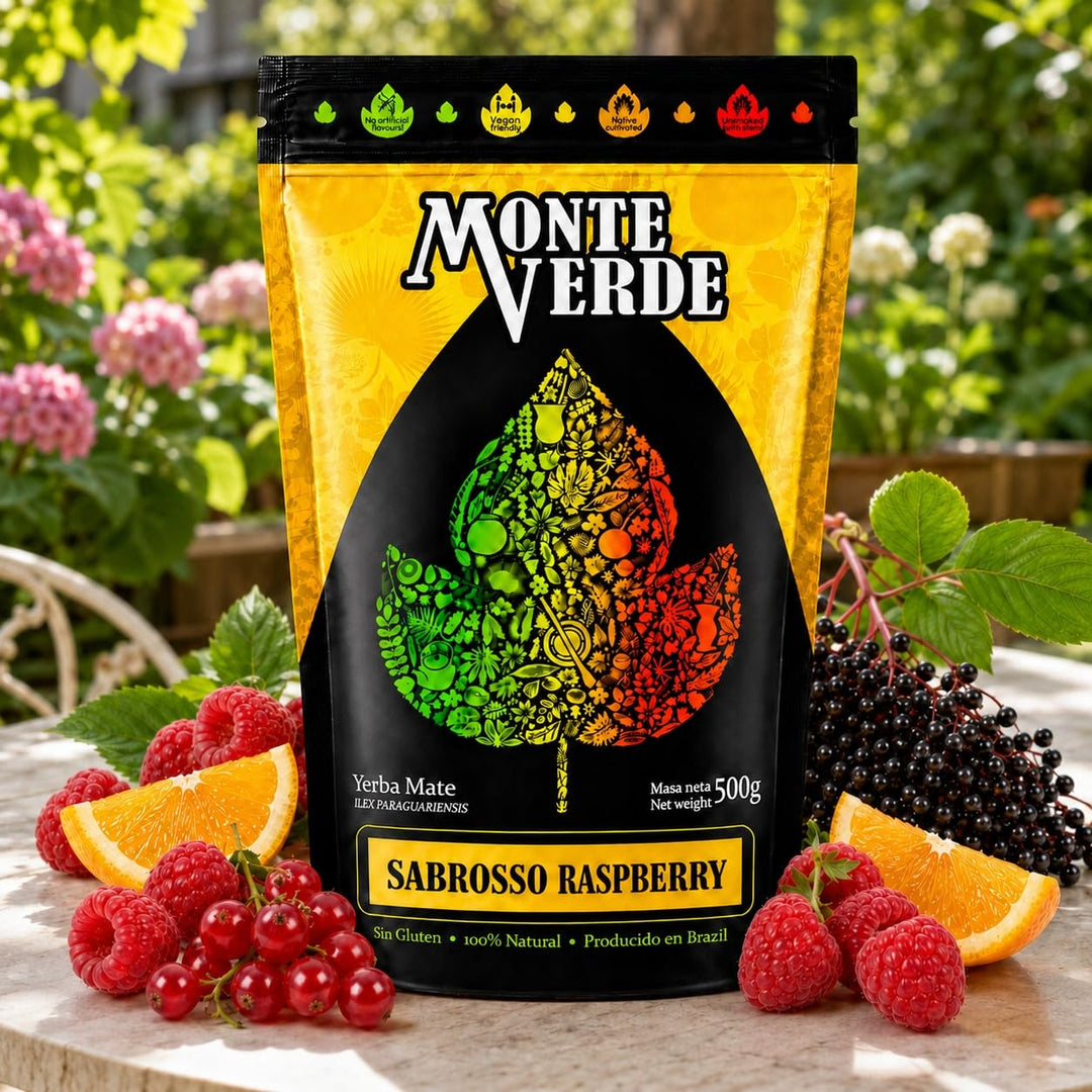 Brasilianisch Yerba Mate-Tee Set●Monte Verde Sabrosso Raspberry Mate-Tee 500g●Himbeeren, Orangenscha
