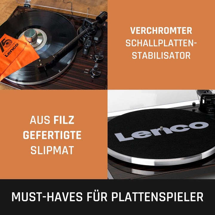 Lenco LBT-345WA - Plattenspieler mit Bluetooth® und 2M Red Tonabnehmer, inklusive verchromtem Platte