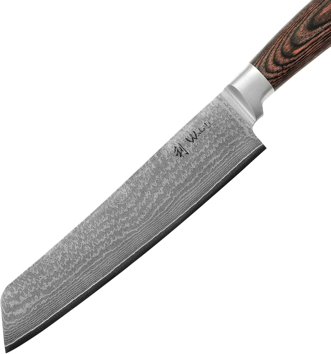 Wakoli EDIB Bunka Küchenmesser aus echtem Damaststahl (VG10 Kern) mit 20 cm Klinge – Scharf & ergono