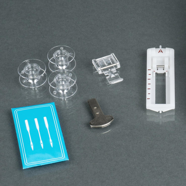 Brother J14s Kindernähmaschine kullaloo Edition inkl. Fingerschutz, Stickerbogen & Anfänger-Nähset K