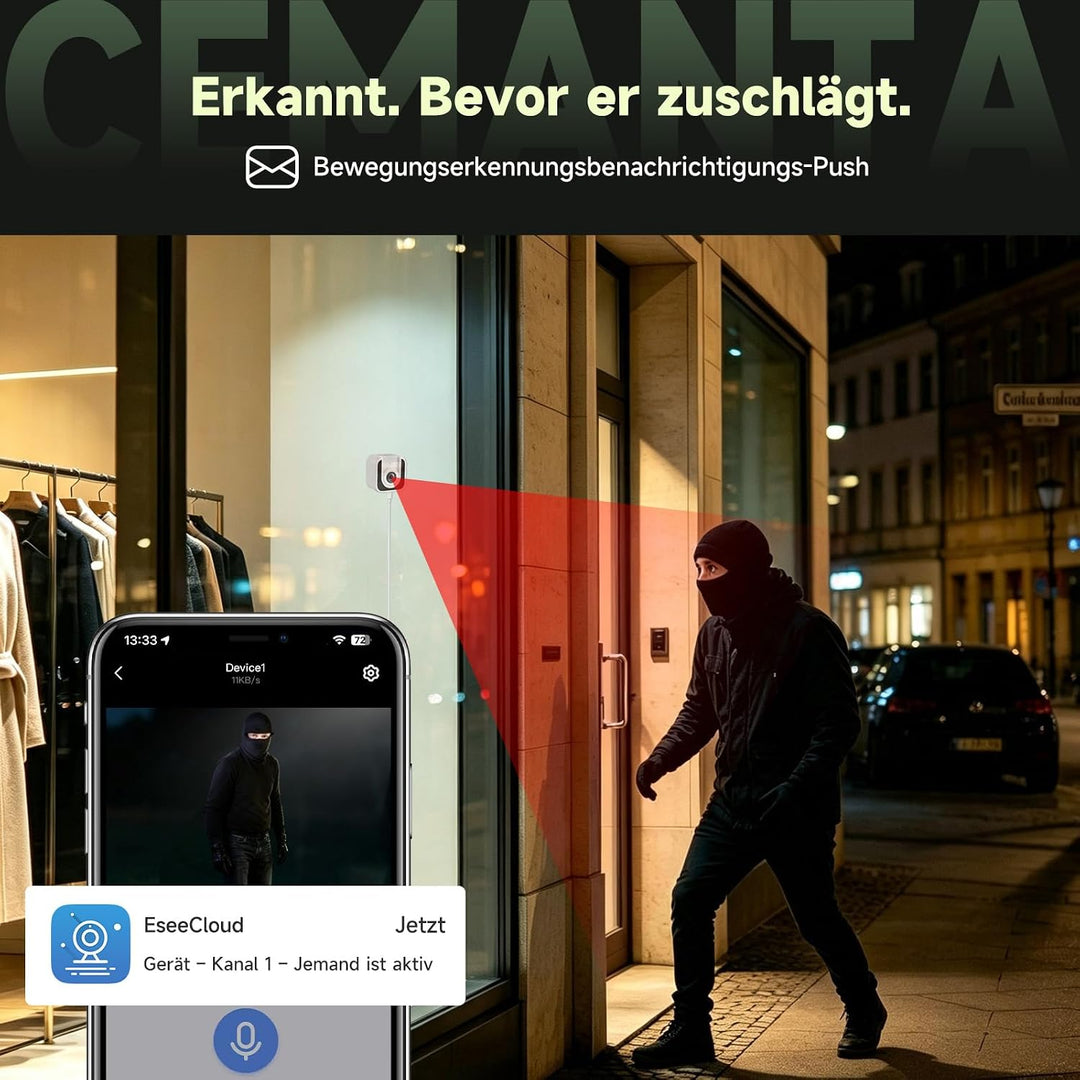 3MP Fensterkamera Überwachungskamera Innen 5G/2,4GHz WLAN | Kostenlosem Cloud-Speicherr &amp; 24/7 Aufna