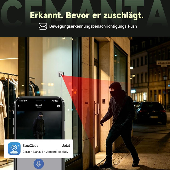 3MP Fensterkamera Überwachungskamera Innen 5G/2,4GHz WLAN | Kostenlosem Cloud-Speicherr &amp; 24/7 Aufna