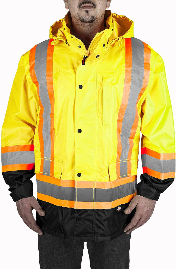 Dickies Workwear High-Visibility 150-Deniers Rain Suit, L Yellow