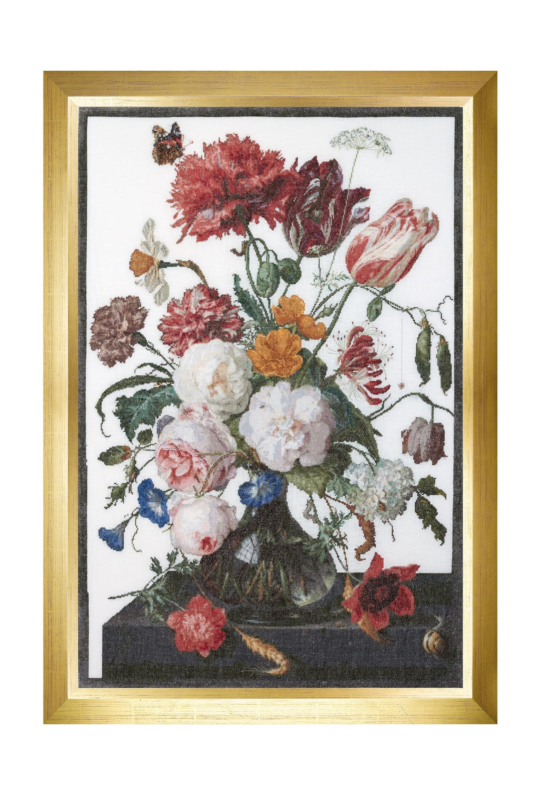Thea Gouverneur - Kreuzstich-Set - Stillleben mit Blumen in einer Glasvase - Aida - 18 Count - Für E
