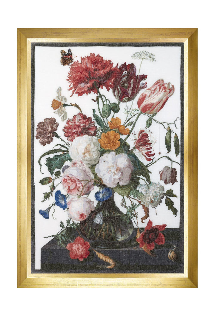 Thea Gouverneur - Kreuzstich-Set - Stillleben mit Blumen in einer Glasvase - Aida - 18 Count - Für E