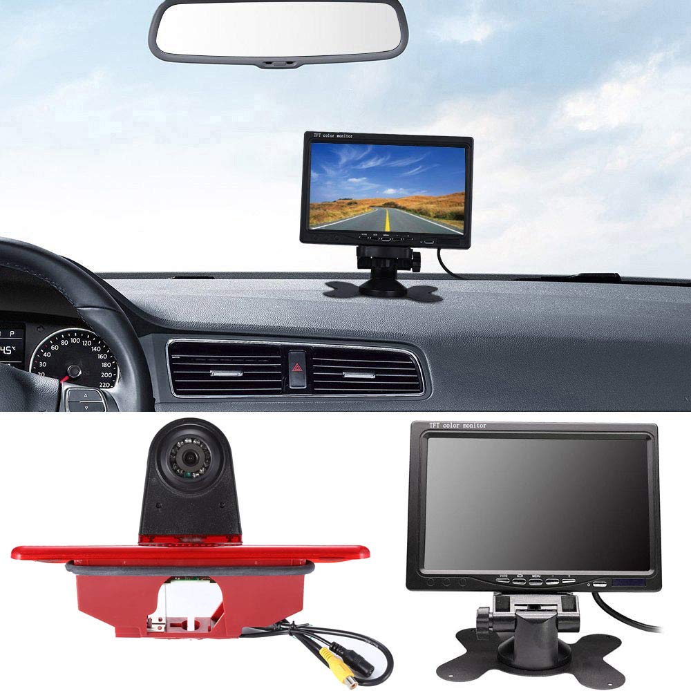 Kalakus HD 7 Zoll Monitor+ im 3.Bremslicht Bremsleuchte Rückfahrkamera Einparkhilfe Kit für Peugeot
