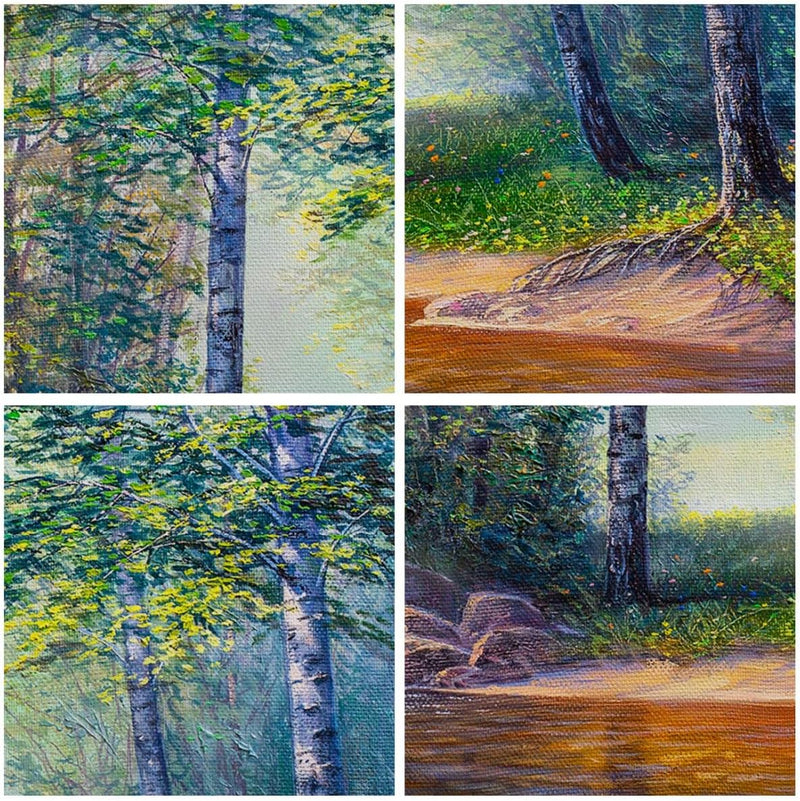 Bilder auf Leinwand 100x70cm Leinwandbild mit Rahmen Wiese Wasser Baum Gross Wanddeko Bild Schlafzim