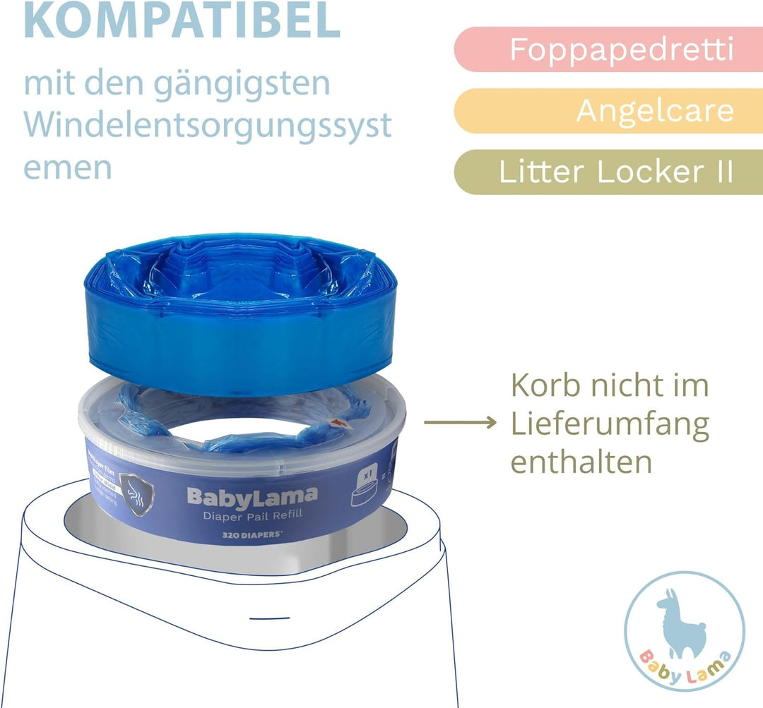 20 Stück Nachfüllfolie für Windeleimer-Nachfüllkassetten, kompatibel mit Angelcare, Litter Locker, L