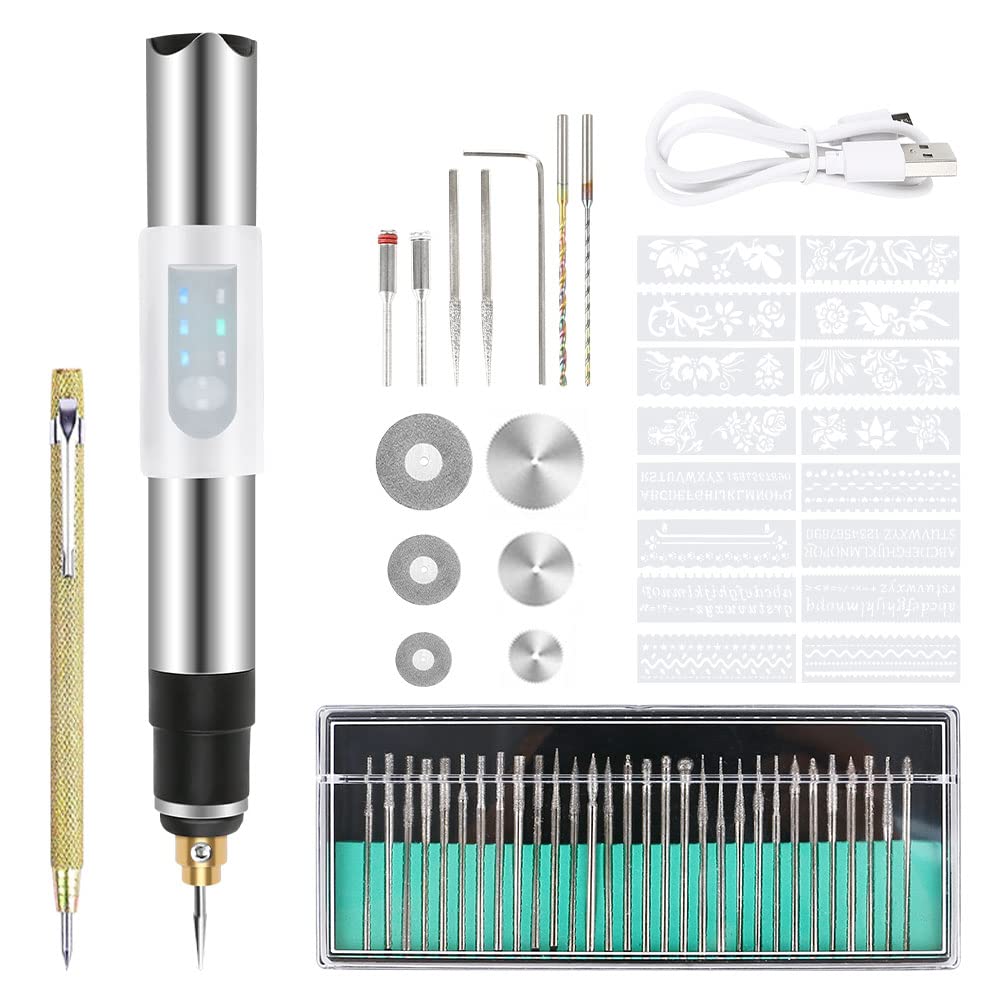 Gravierwerkzeugsatz, USB Mini Gravierstift Mit Gravurzubehör, Kabelloses Graviergerät Für Metall Gla