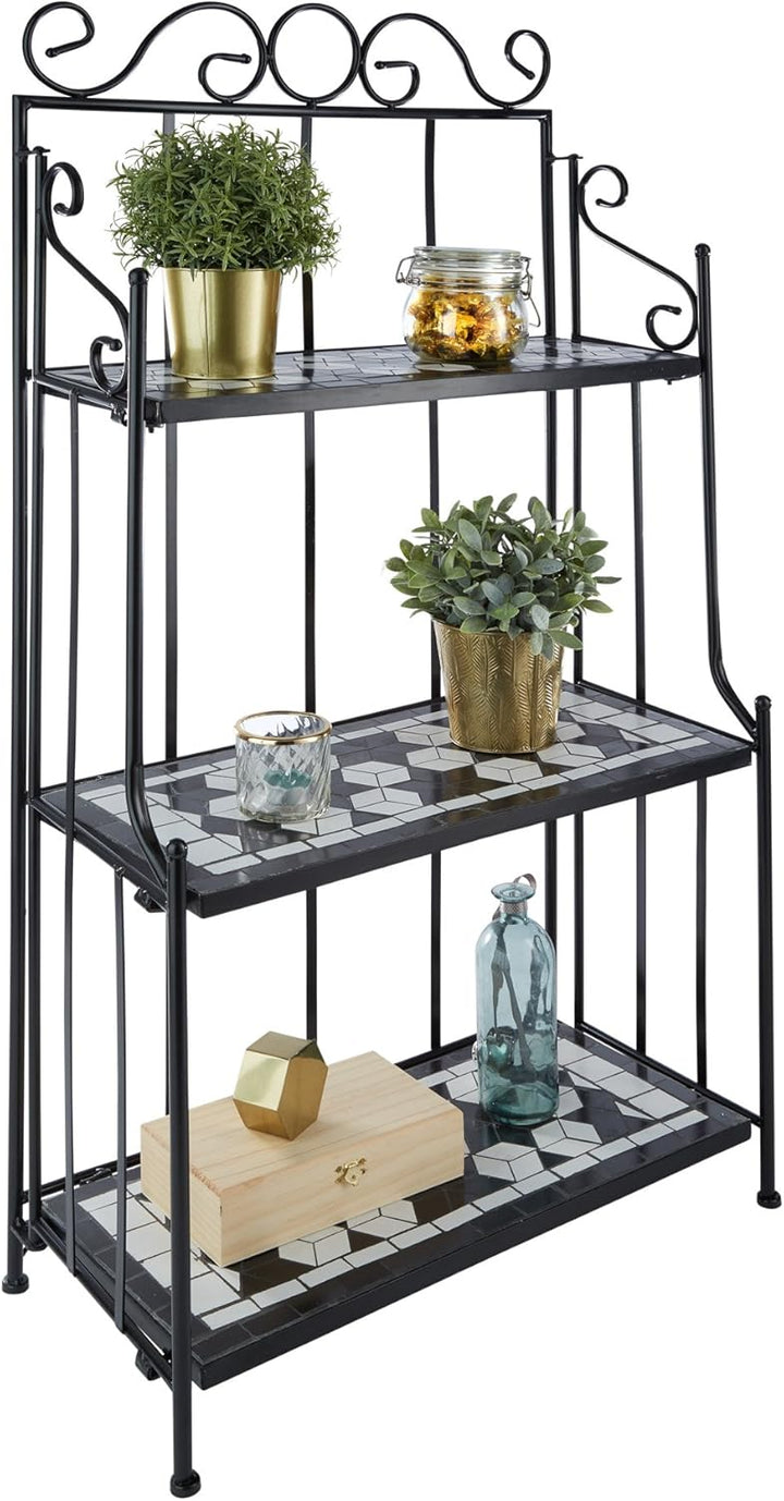 tectake 800572 - Metallregal Mosaik, 3 Regalfächer aus Steinmosaik, geschwungener Metallrahmen - Div