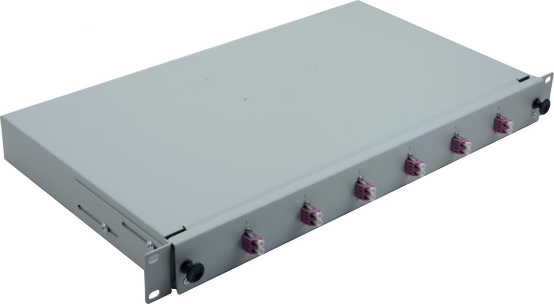 helos LWL 19" Spleissbox 6 x LC Duplex OM4, spleissfertig, grau
