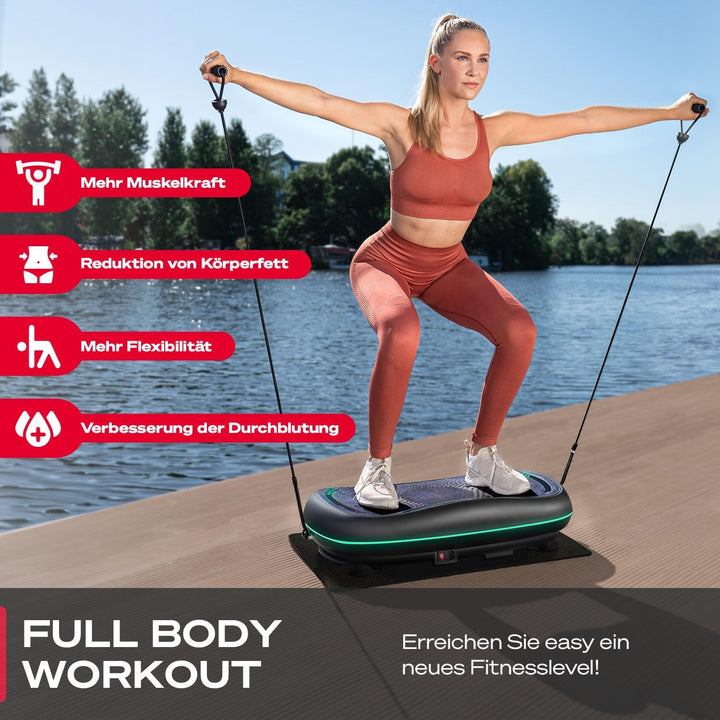 Sportstech 4D Premium Vibrationsplatte | Smart LED I 3 leise Motoren INext-Level Training mit Workou