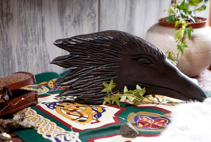 Windalf Vikings Wandbild Munin 33 cm Odins Schwarzer Rabe Wandrelief Nordische Mythologie Handarbeit