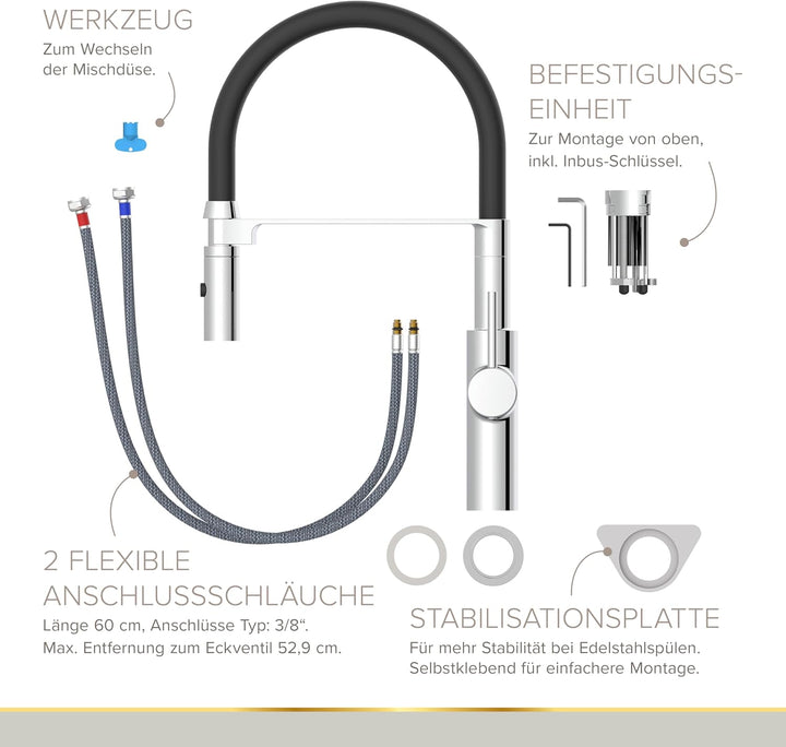 Lenz NALU Küchenarmatur chrom 46070202, Chrom