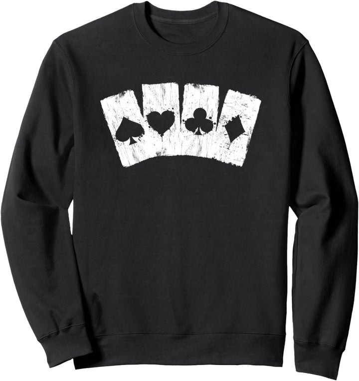 Lustige Poker-Spielkarten im Used-Look Sweatshirt
