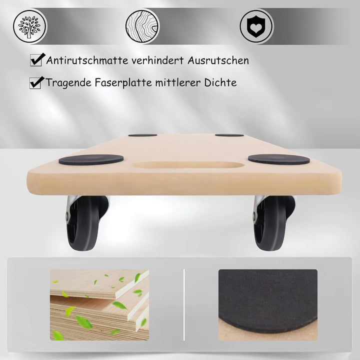 HENGMEI Rollbrett Transportroller 2 Stück, 200 kg Belastbarkeit pro Plattform mit 360° Rolle Kann an