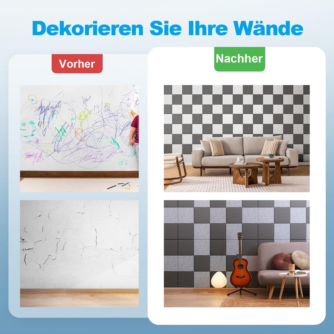 Akustikplatten selbstklebend 30x30cm |Akustikplatten| 12x Premium-schallschutz 9mm für Podcast-Aufna