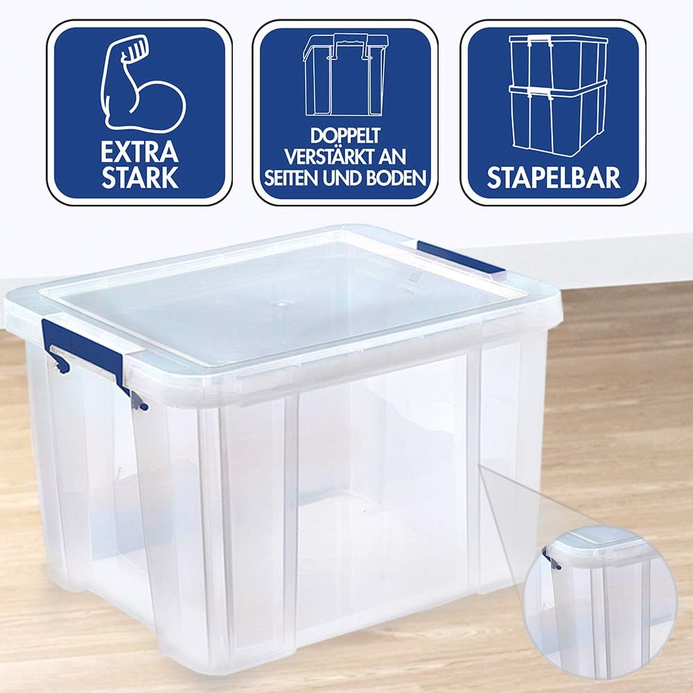 Bankers Box ProStore Aufbewahrungsbox mit Deckel 36 Liter aus Plastik (Innenmasse 30 x 37 x 31cm), 1