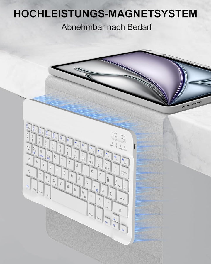 Für iPad Air 11 (2026 M4) Hülle mit Tastatur für 6./7./8. Generation M2/M3/M4, Abnehmbare Bluetooth