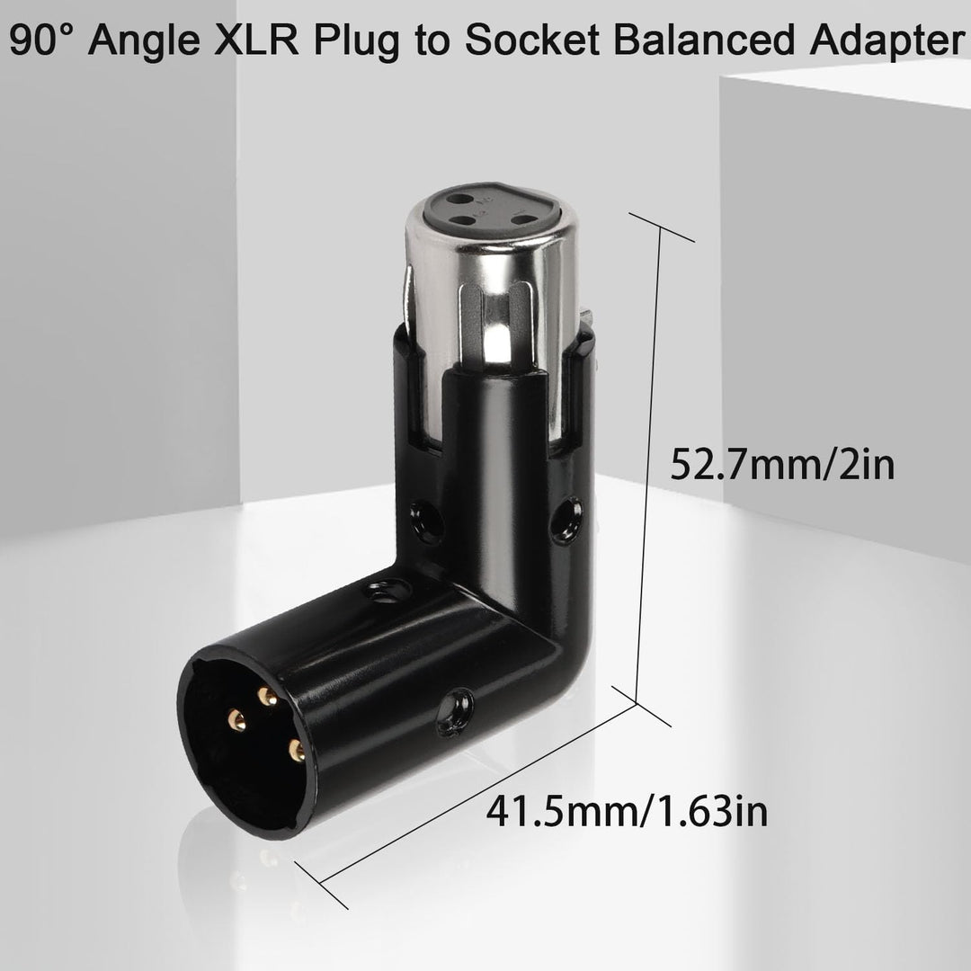 QIANRENON Verstellbarer 90° Winkel Mikrofon Adapter Extender - 3Pin XLR Stecker auf Buchse Rechter W