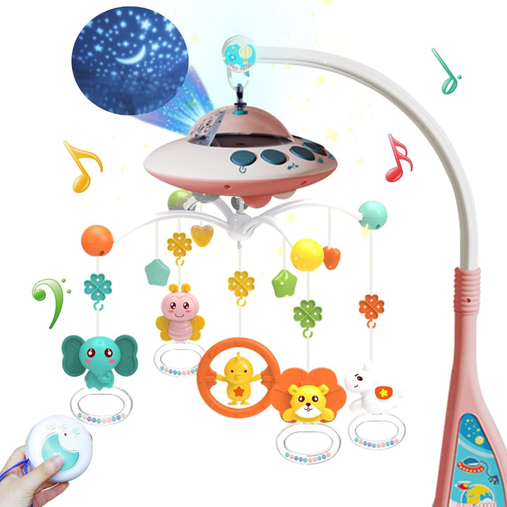 Eners Baby Mobile Babybett mit Musik und Lichtern, Bett Mobile Baby Mädchen Junge mit Fernbedienung,