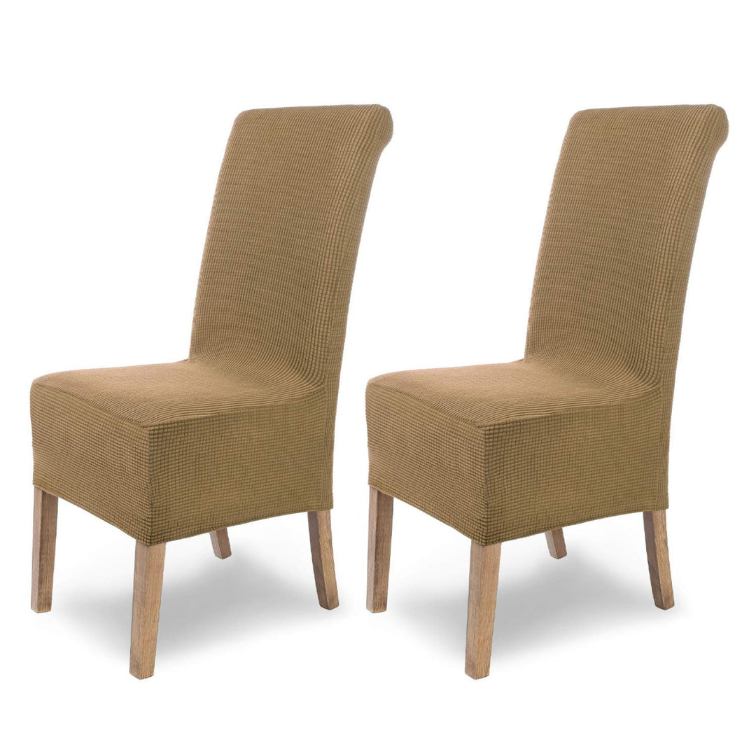 SCHEFFLER-Home Stuhlhussen Stretch Sofia/Stretch Stuhlhussen Beige 2er Set/elastische Stuhlabdeckung