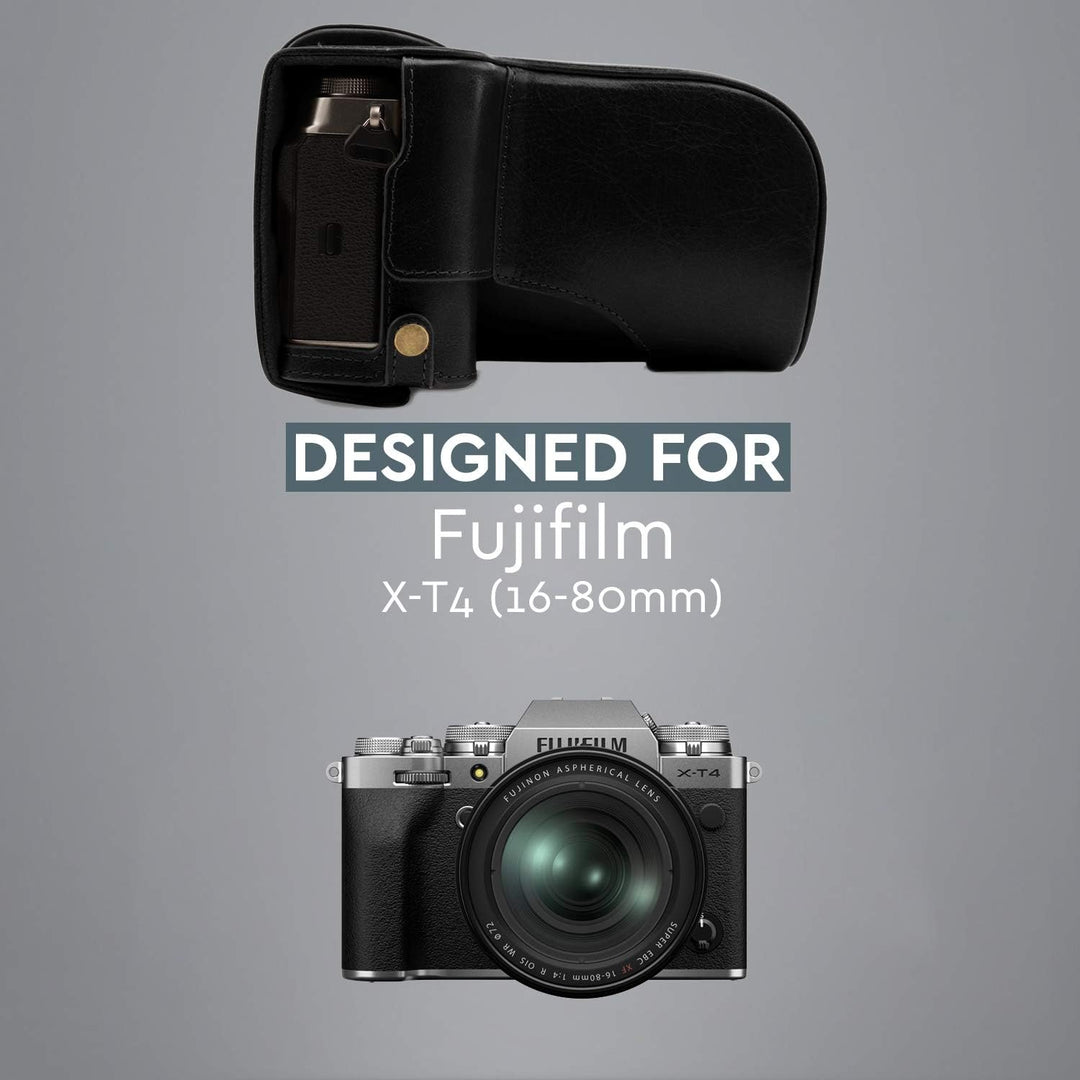 MegaGear MG1921 Ever Ready Kameratasche aus Echtleder, kompatibel mit Fujifilm X-T4 (XF16-80 mm), Sc