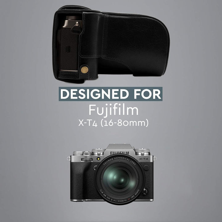 MegaGear MG1921 Ever Ready Kameratasche aus Echtleder, kompatibel mit Fujifilm X-T4 (XF16-80 mm), Sc