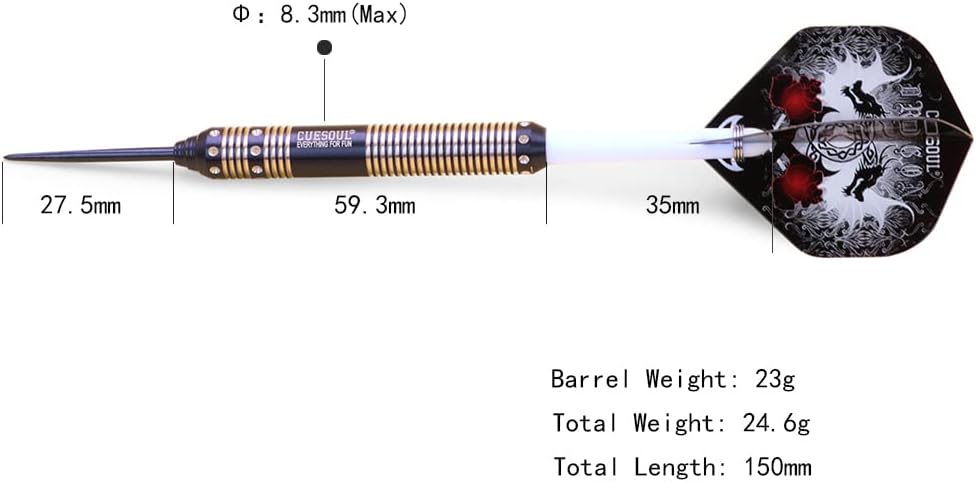 CUESOUL Dragon Deluxe Messing Steel Dartpfeile, 21 Gramm J2108 23 Gramm, J2108 23 Gramm